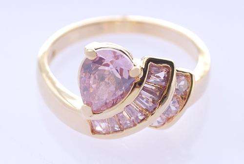 10K Yellow Gold Filled Pink Sapphire Ring SZ 7.5